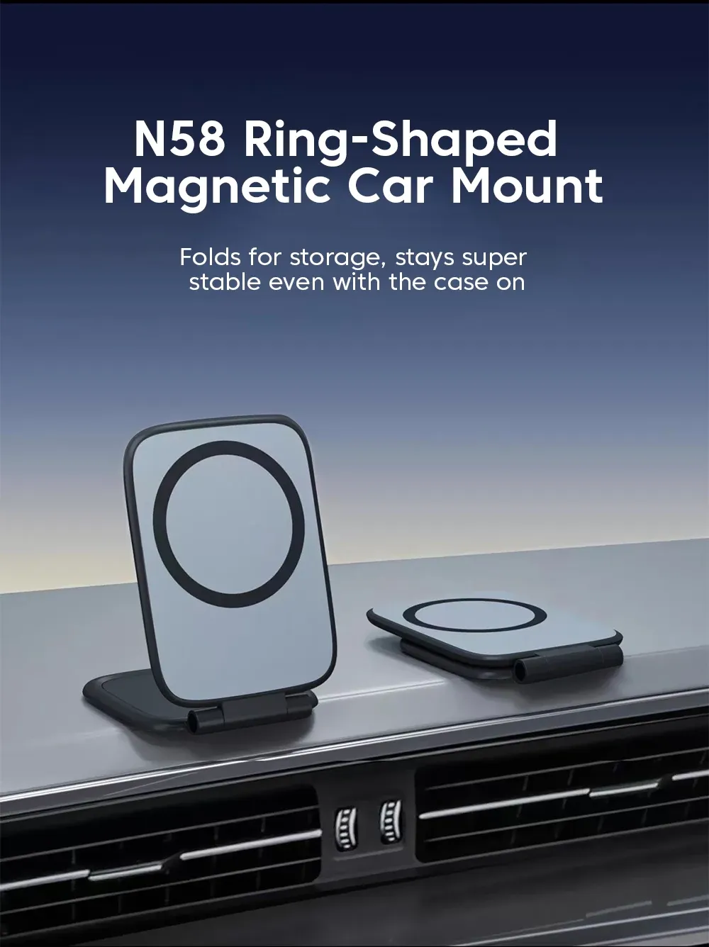 Support magnétique pour téléphone en voiture, vue d'ensemble