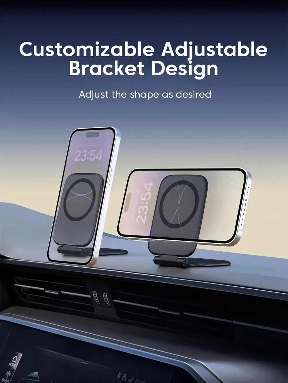 Support magnétique avec téléphone en position de navigation