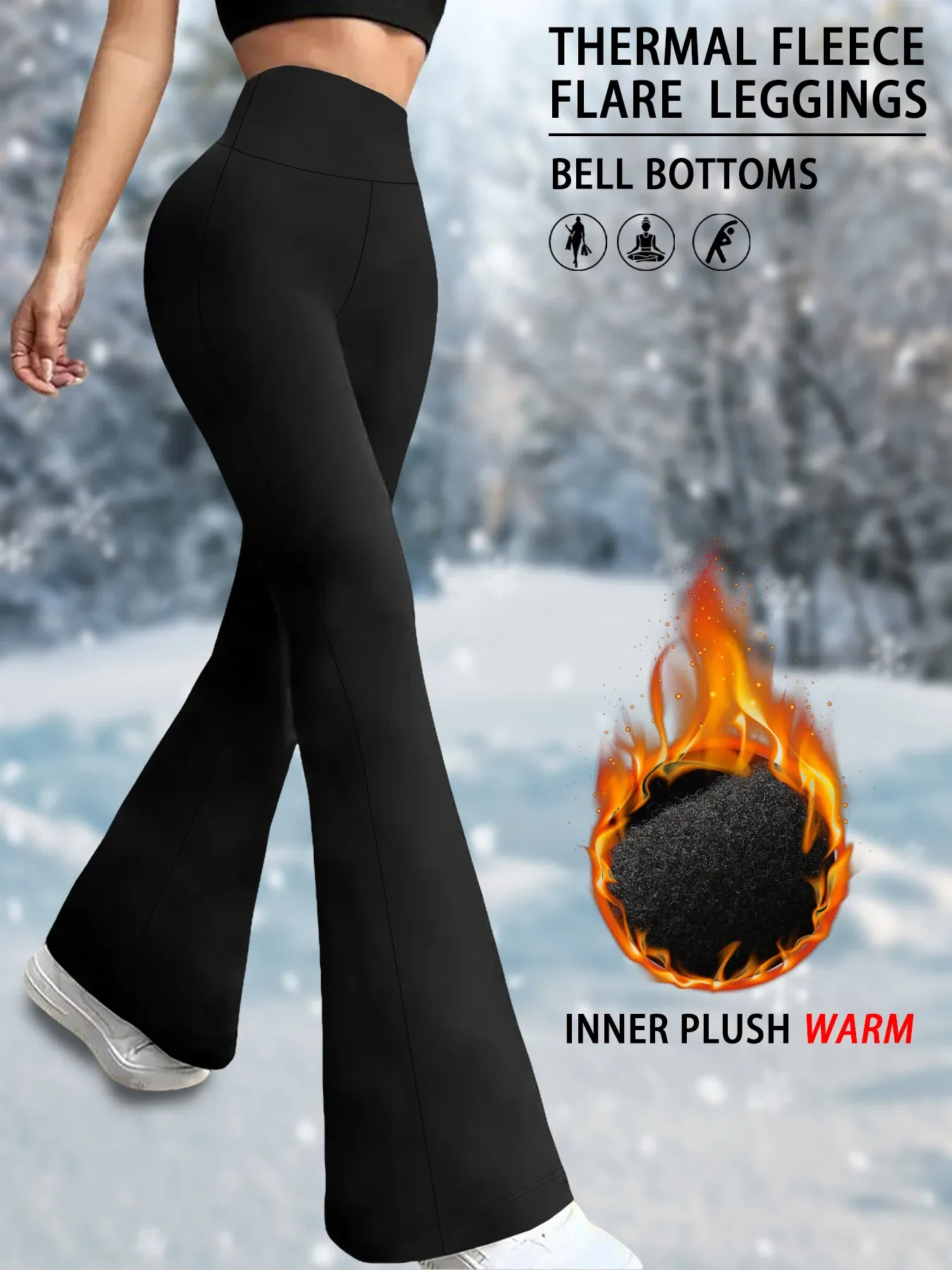 Legging évasé en polaire taille haute pour femme – Pantalon bootcut doux avec maintien du ventre, idéal pour le yoga