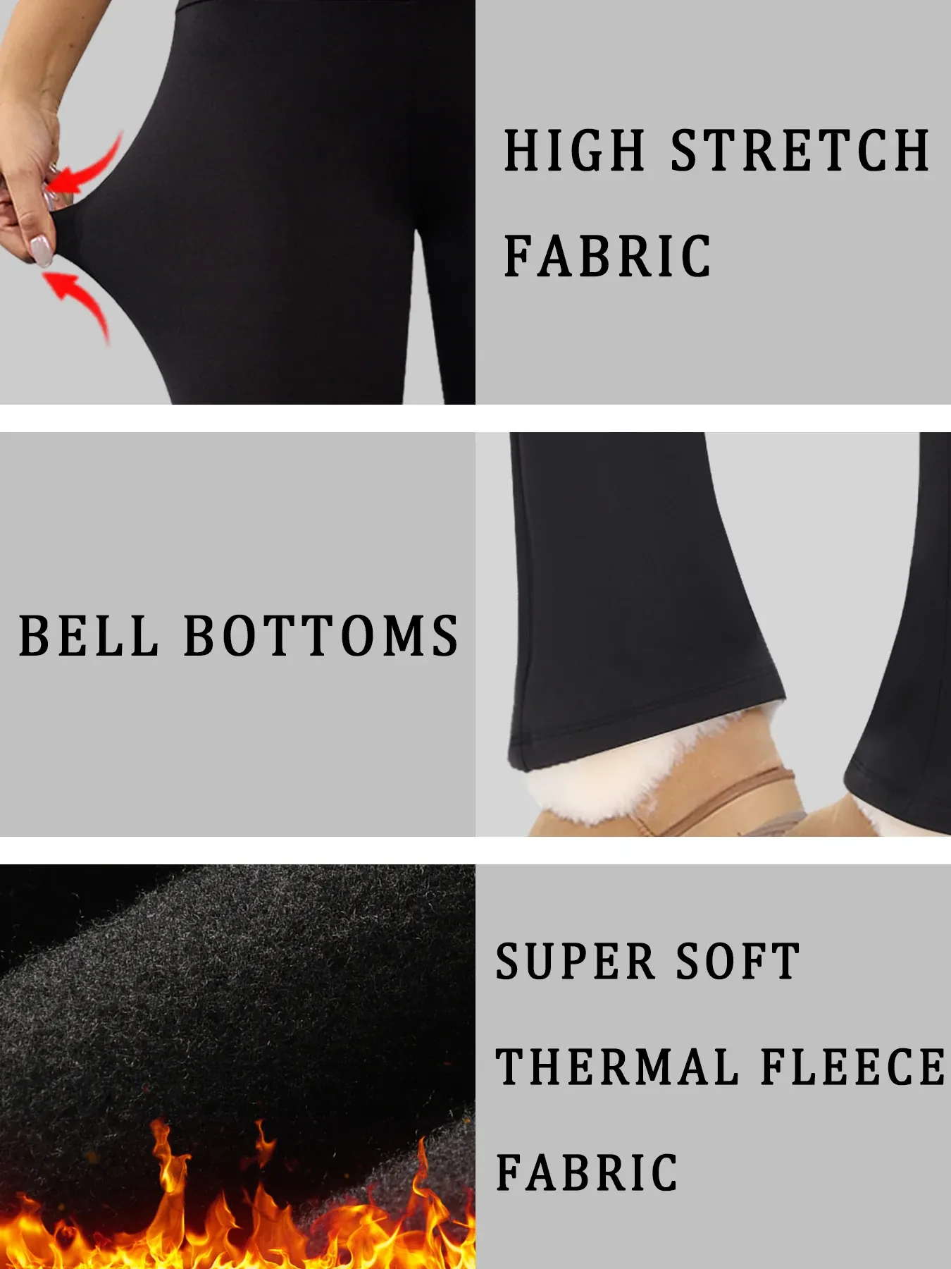 Leggings évasés en molleton, finitions soignées