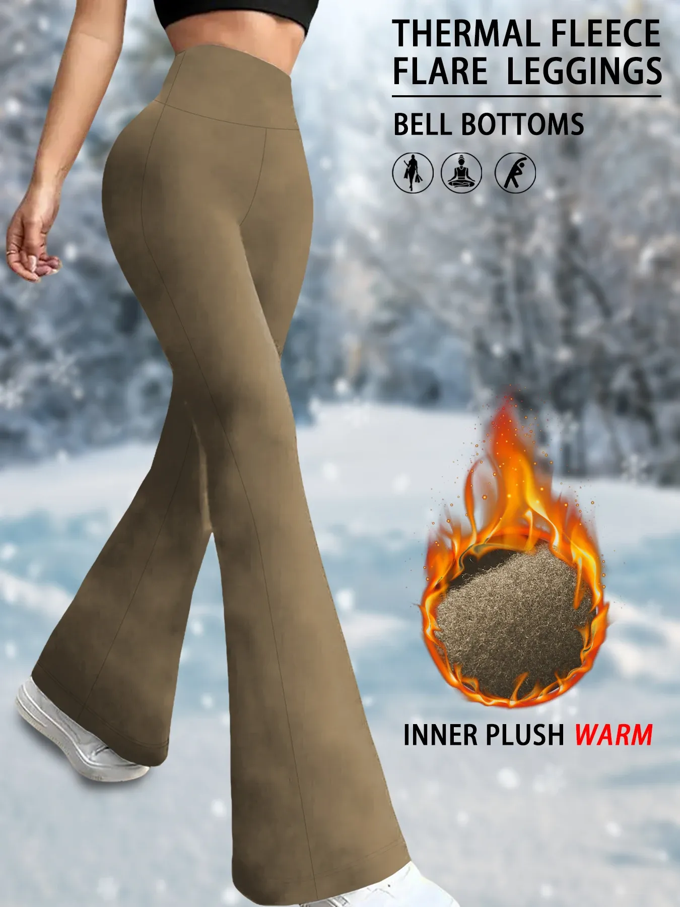 Legging évasé en polaire taille haute pour femme – Pantalon bootcut doux avec maintien du ventre, idéal pour le yoga 9