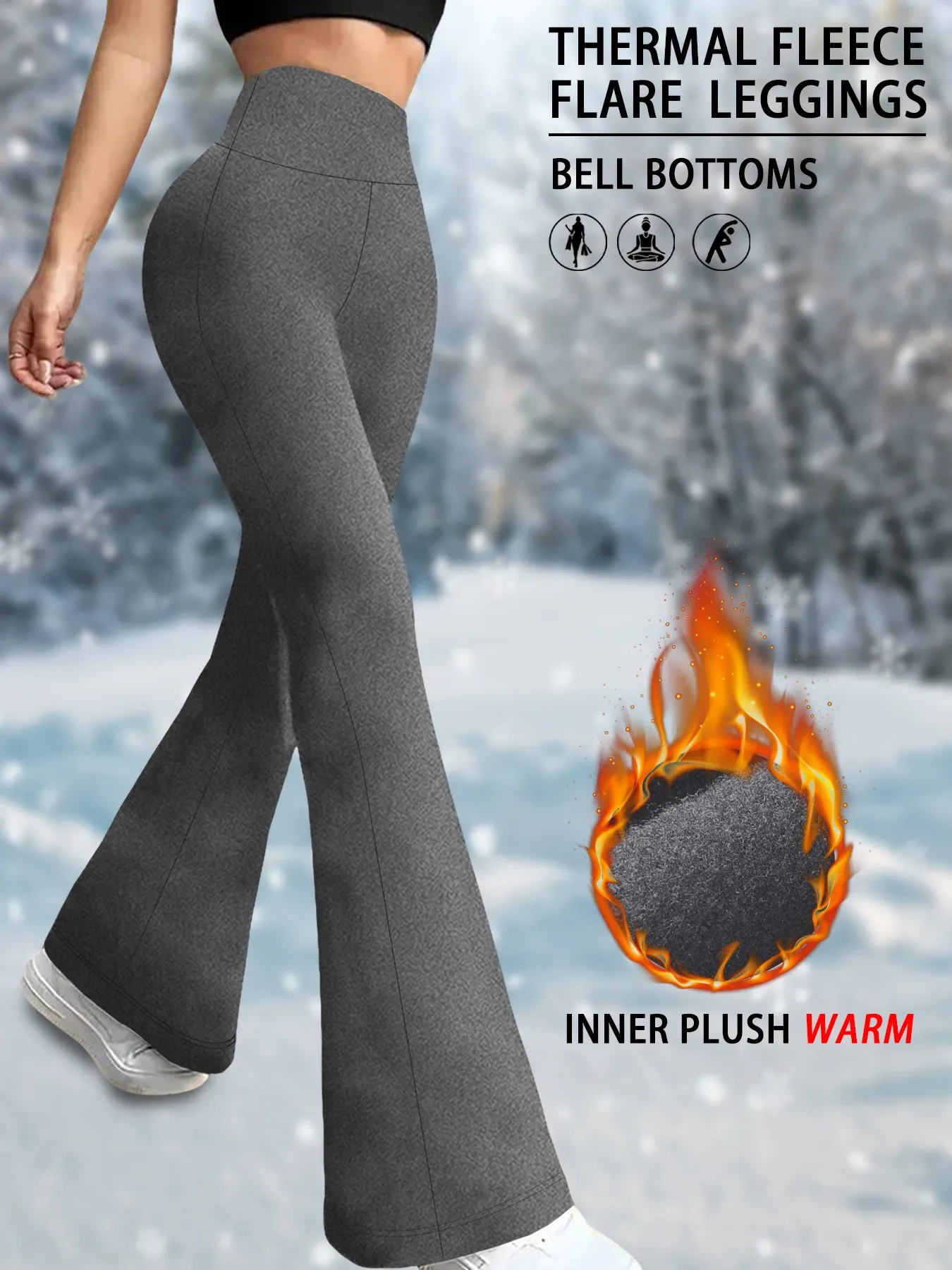 Legging évasé en polaire taille haute pour femme – Pantalon bootcut doux avec maintien du ventre, idéal pour le yoga 8