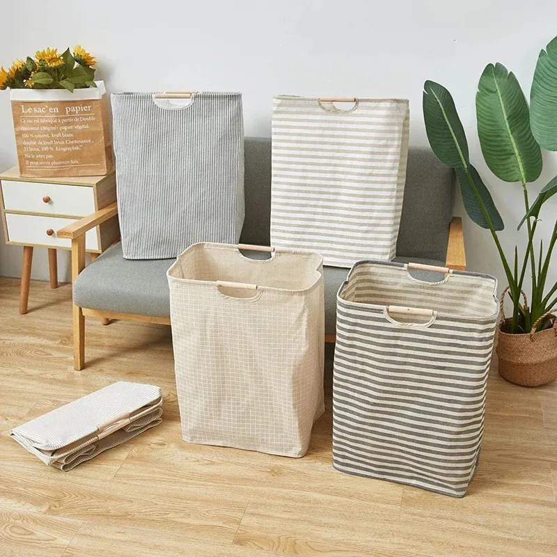 Panier à linge pliable à grande capacité avec poignée, organisateur pour vêtements sales - Image 1