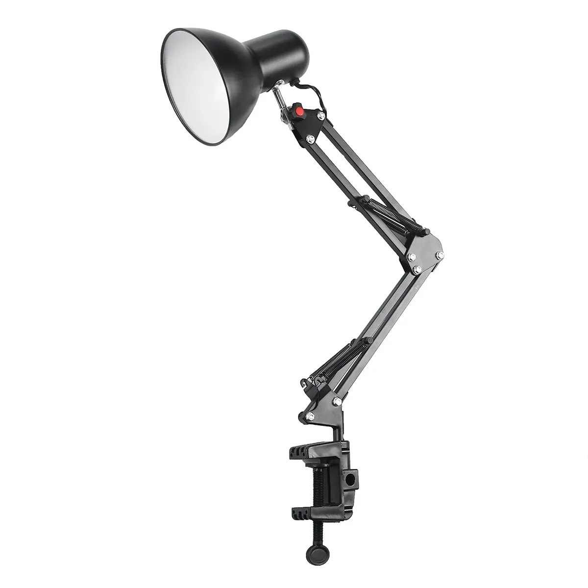 Lampe de bureau flexible à bras oscillant avec pince de fixation, prise US, douille E27/E26, éclairage LED de studio, fonctionnement en AC 85-265 V, finition noire 6