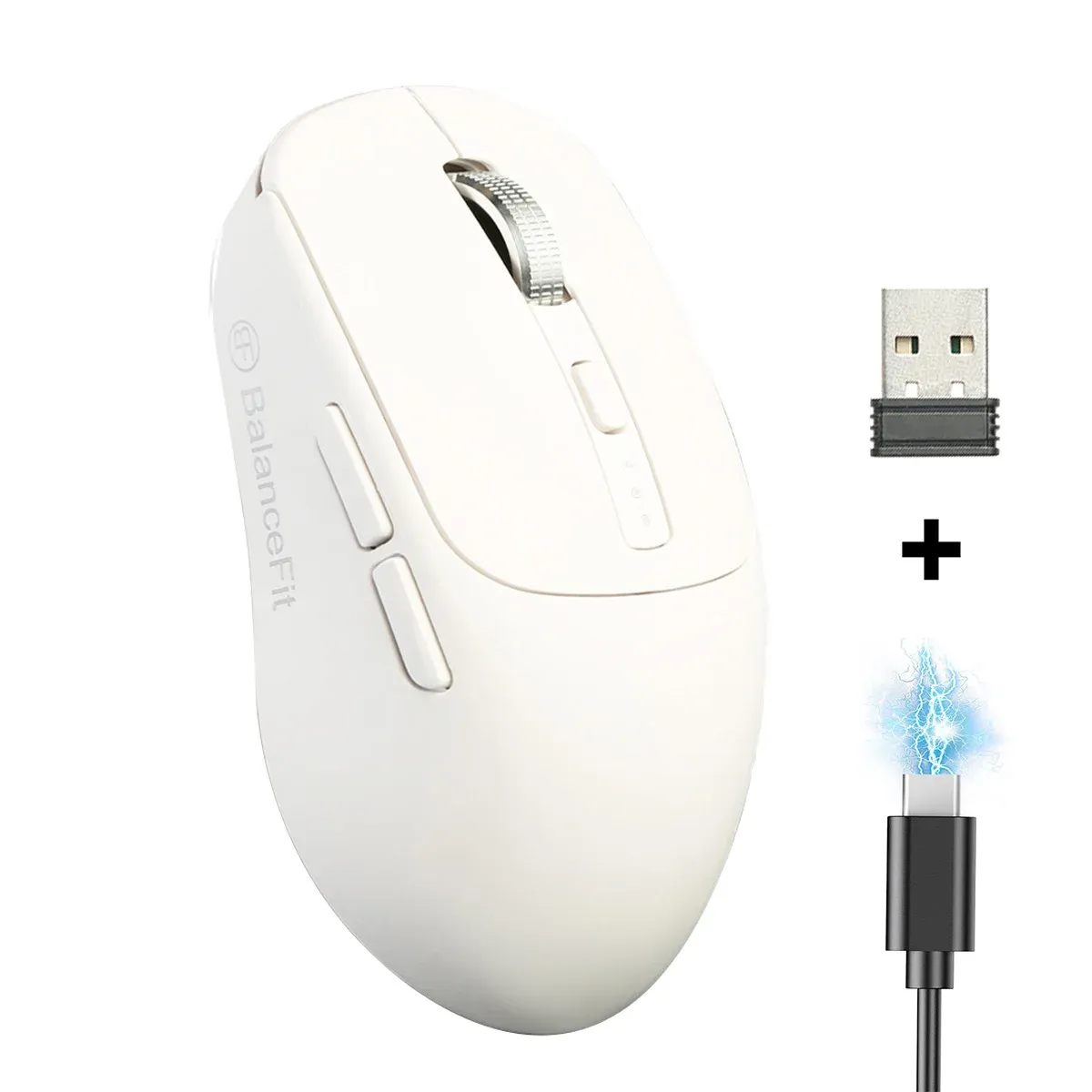 Souris sans fil ergonomique 2,4 GHz avec récepteur USB et Bluetooth, compatible iPad, MacBook, tablette, ordinateur portable et PC, idéale pour le bureau 7
