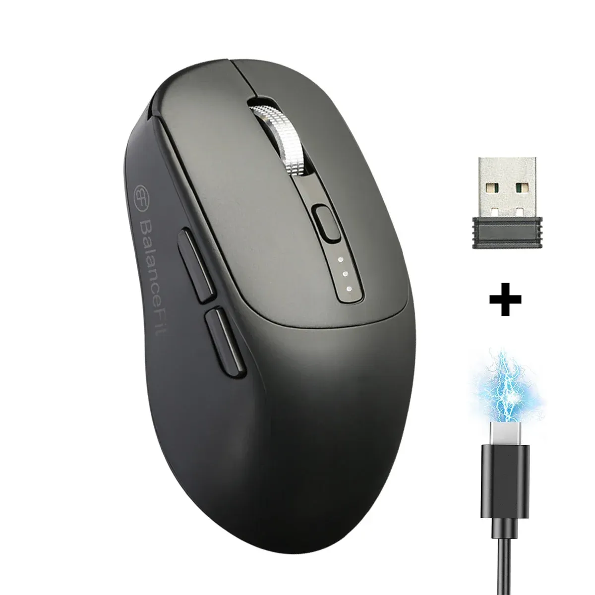 Souris sans fil ergonomique 2,4 GHz avec récepteur USB et Bluetooth, compatible iPad, MacBook, tablette, ordinateur portable et PC, idéale pour le bureau 8
