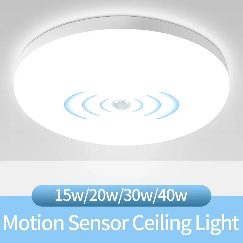 Plafonnier à détecteur de mouvement PIR 15 W, 20 W, 30 W, 40 W, design moderne pour couloir, garage, escalier et balcon, 220 V 6