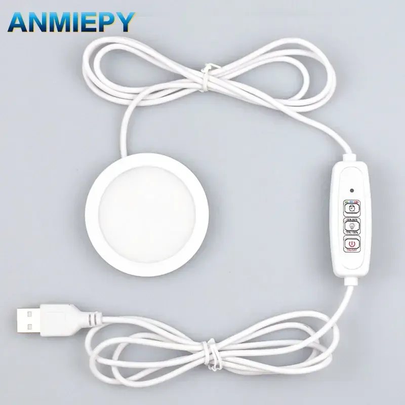 Mini spot LED USB sous meuble avec minuterie - Luminaire circulaire en saillie - Image 1