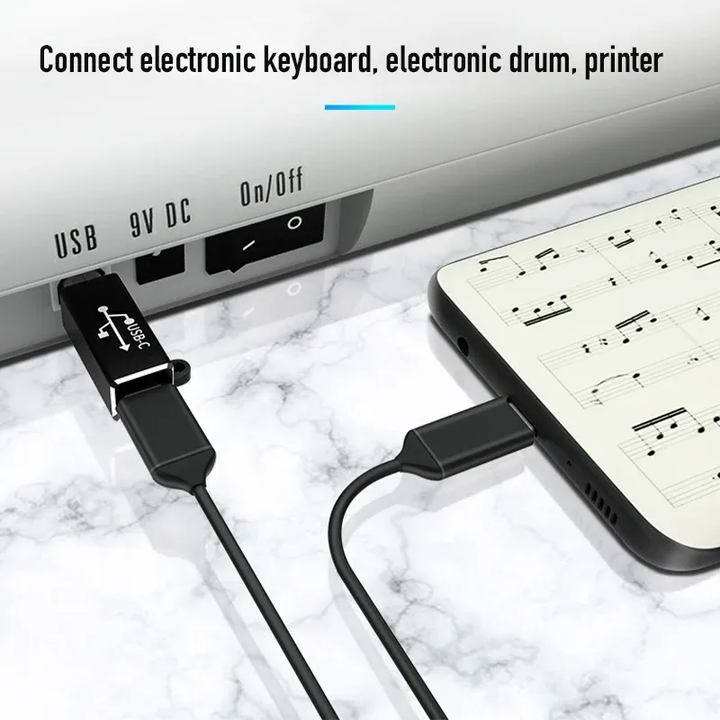 Adaptateur USB-C vers USB-B en situation d'utilisation