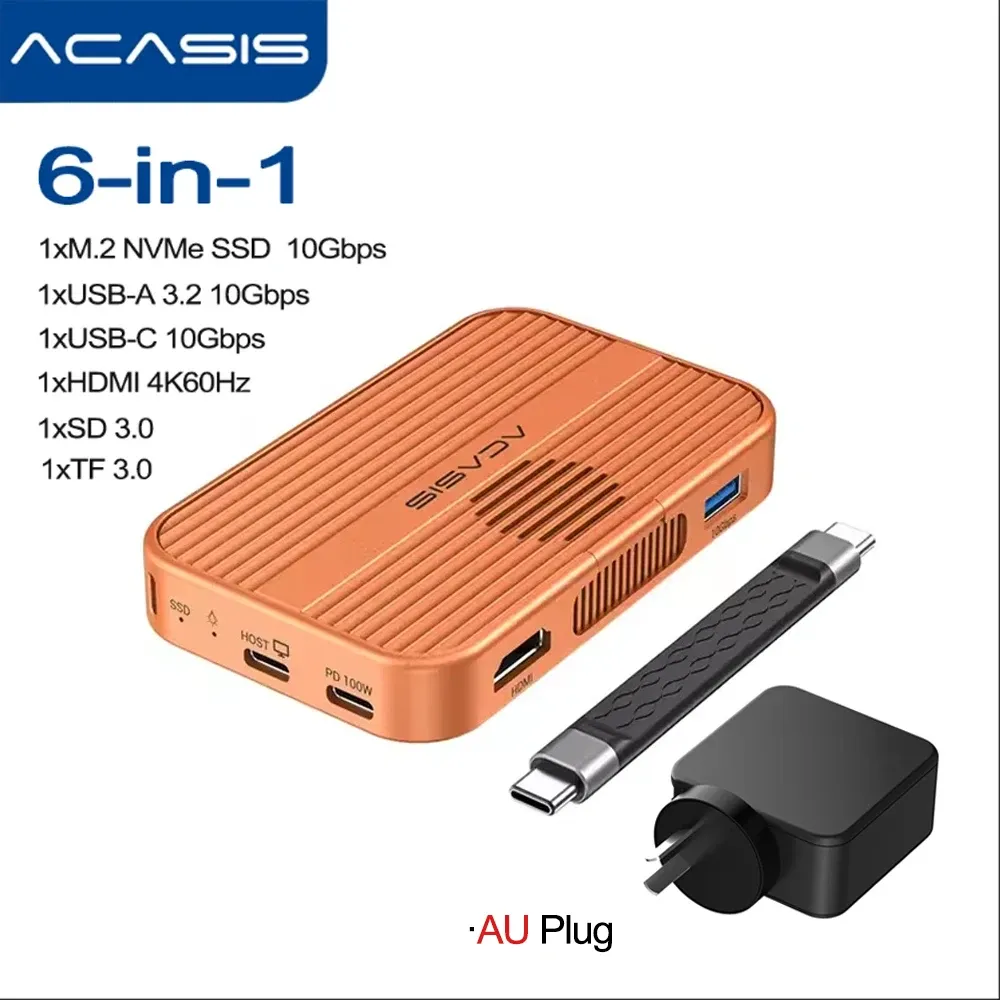Acasis – Boîtier magnétique M.2 NVMe SSD et station d'accueil USB-C 10 Gbit/s avec ventilateur, HDMI 4K@60 Hz, lecteur SD/TF, Power Delivery 100 W, compatible iPhone 17 et 16 10
