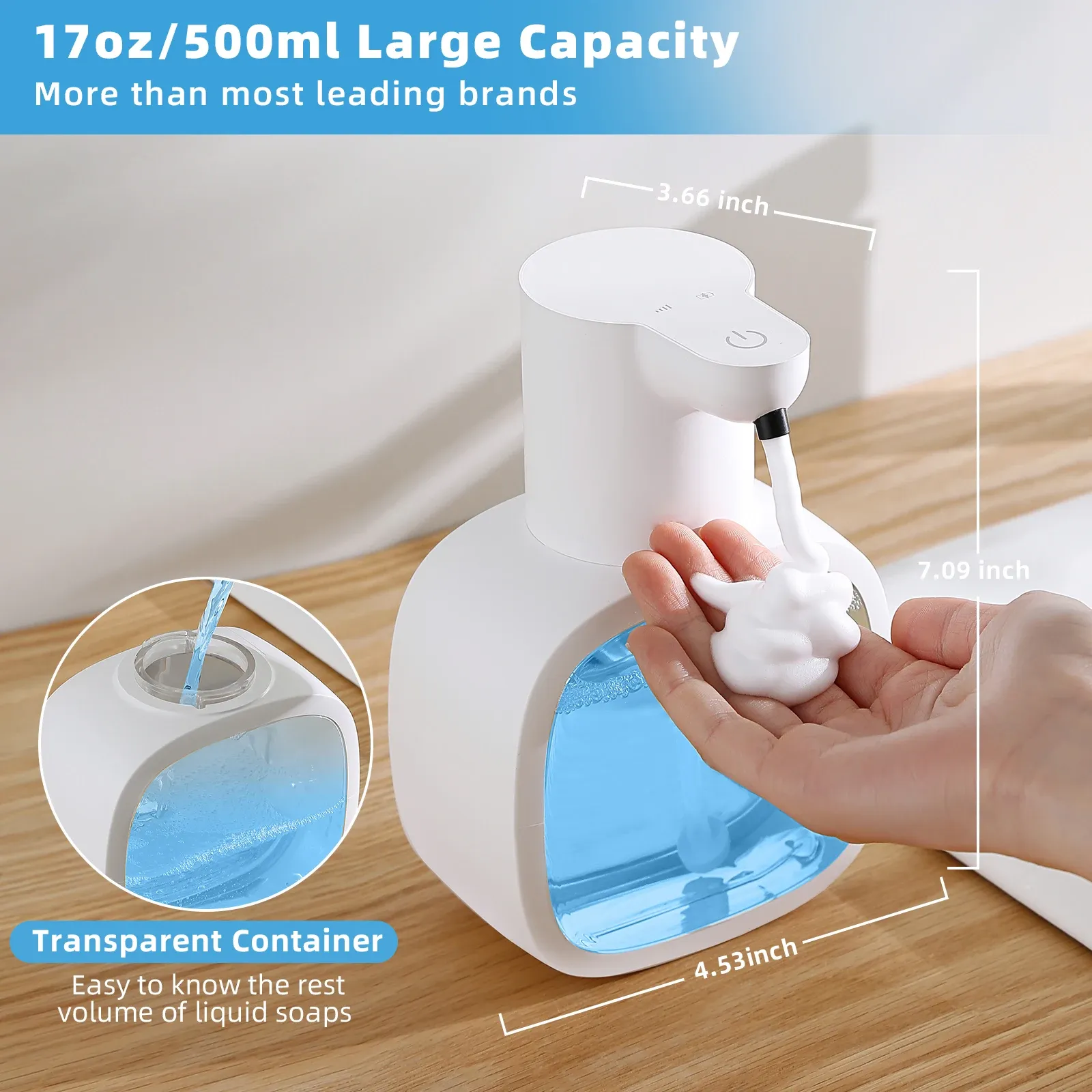 Distributeur automatique de savon mural en mousse, machine à laver les mains intelligente, rechargeable 500 ml, capteur infrarouge pour salle de bain, nouveau 3