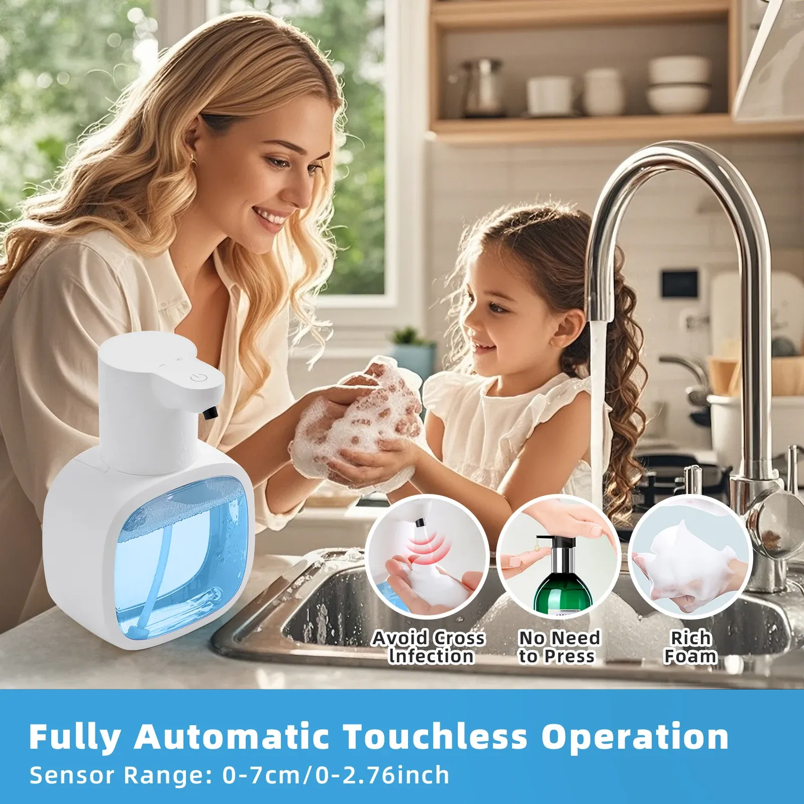 Distributeur automatique de savon mural en mousse, machine à laver les mains intelligente, rechargeable 500 ml, capteur infrarouge pour salle de bain, nouveau 6