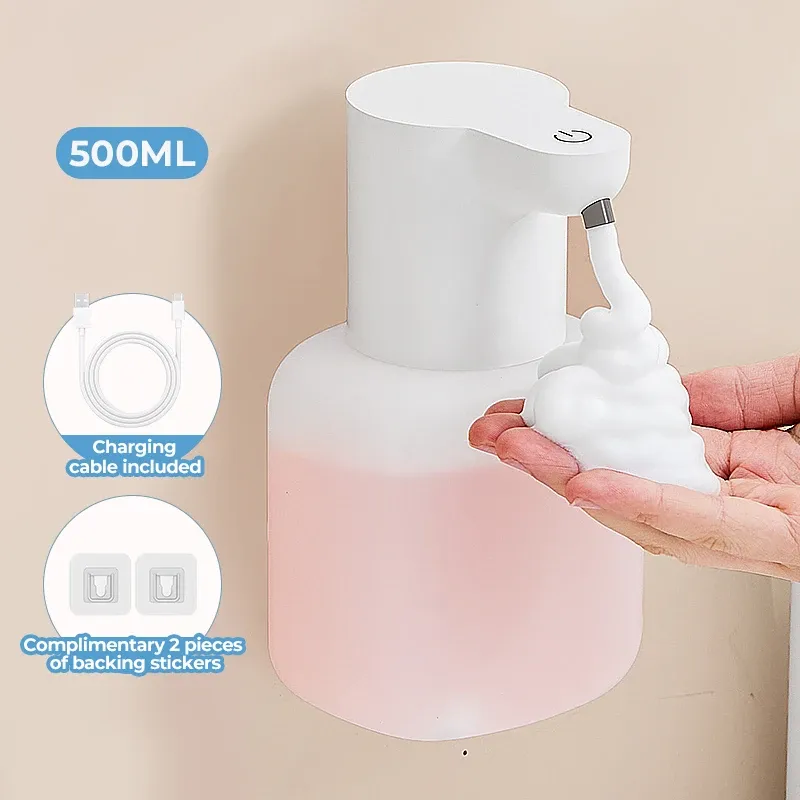 Distributeur automatique de savon mural en mousse, machine à laver les mains intelligente, rechargeable 500 ml, capteur infrarouge pour salle de bain, nouveau 11