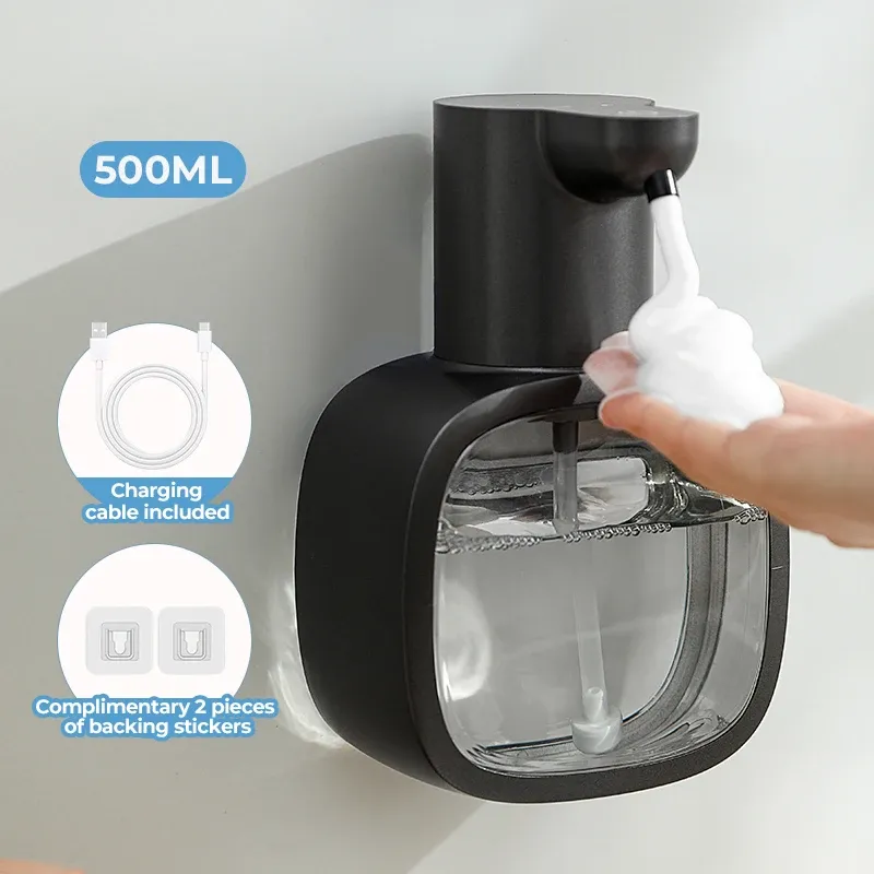 Distributeur automatique de savon mural en mousse, machine à laver les mains intelligente, rechargeable 500 ml, capteur infrarouge pour salle de bain, nouveau 13