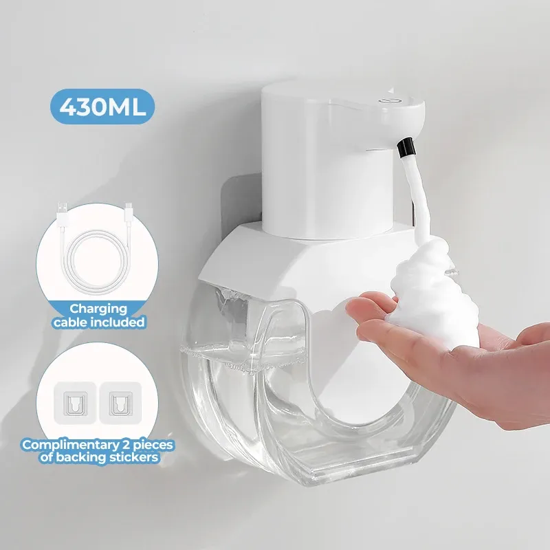 Distributeur automatique de savon mural en mousse, machine à laver les mains intelligente, rechargeable 500 ml, capteur infrarouge pour salle de bain, nouveau 9