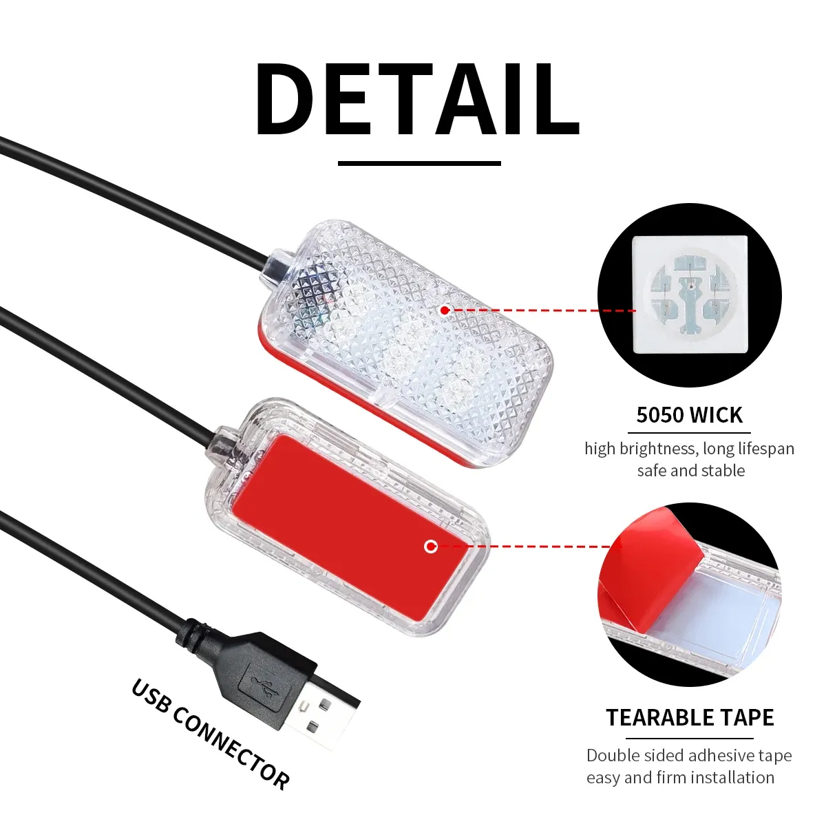 Bande lumineuse LED pour habitacle de voiture, kit d'éclairage d'ambiance rose 3