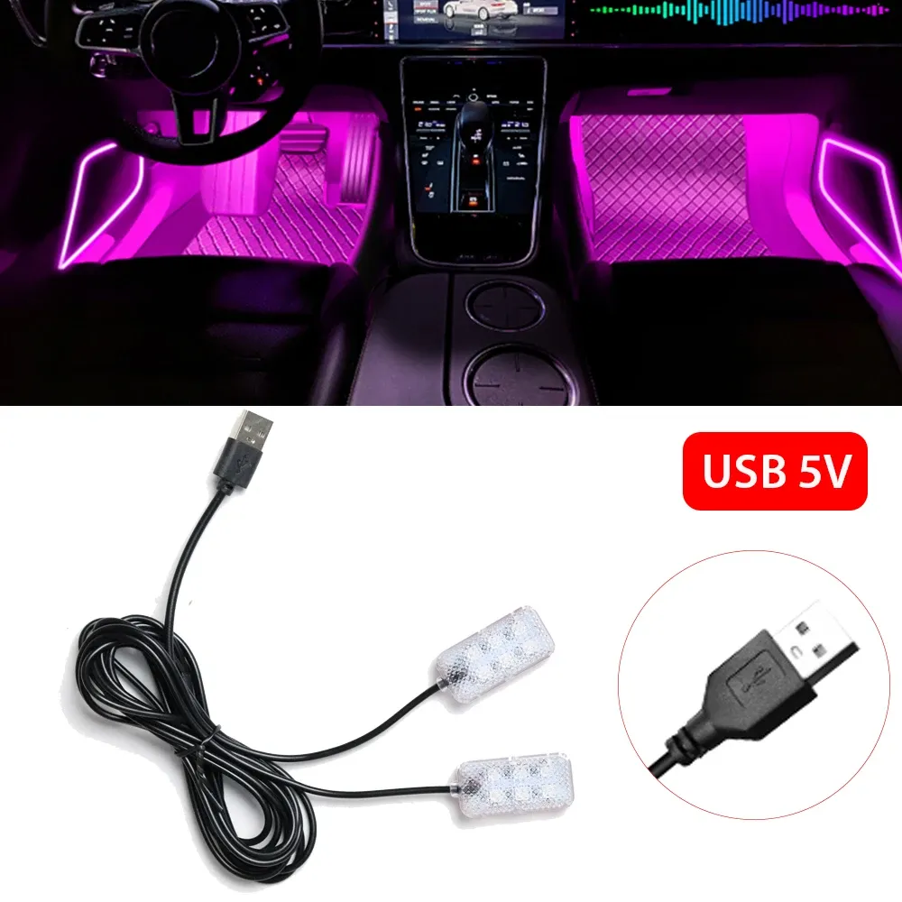 Bande lumineuse LED pour habitacle de voiture, kit d'éclairage d'ambiance rose 15