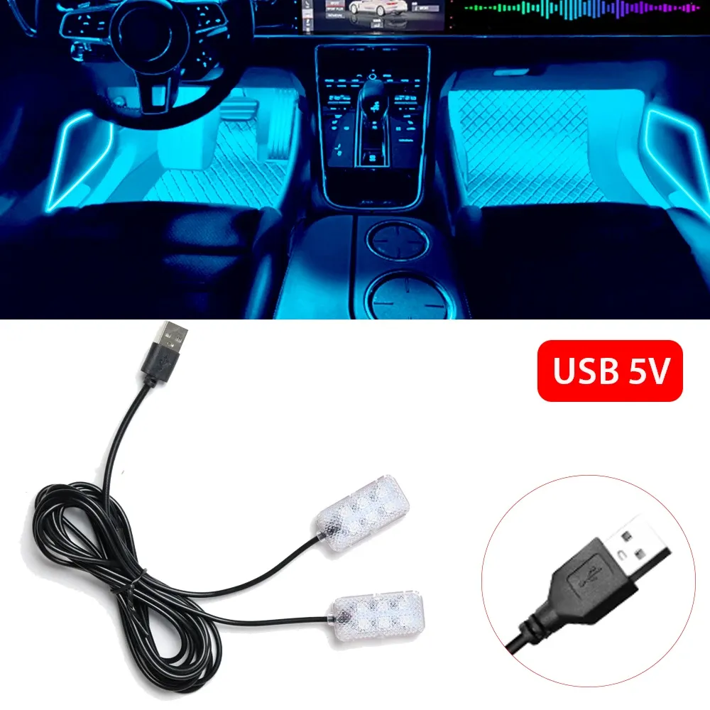 Bande lumineuse LED pour habitacle de voiture, kit d'éclairage d'ambiance rose 14