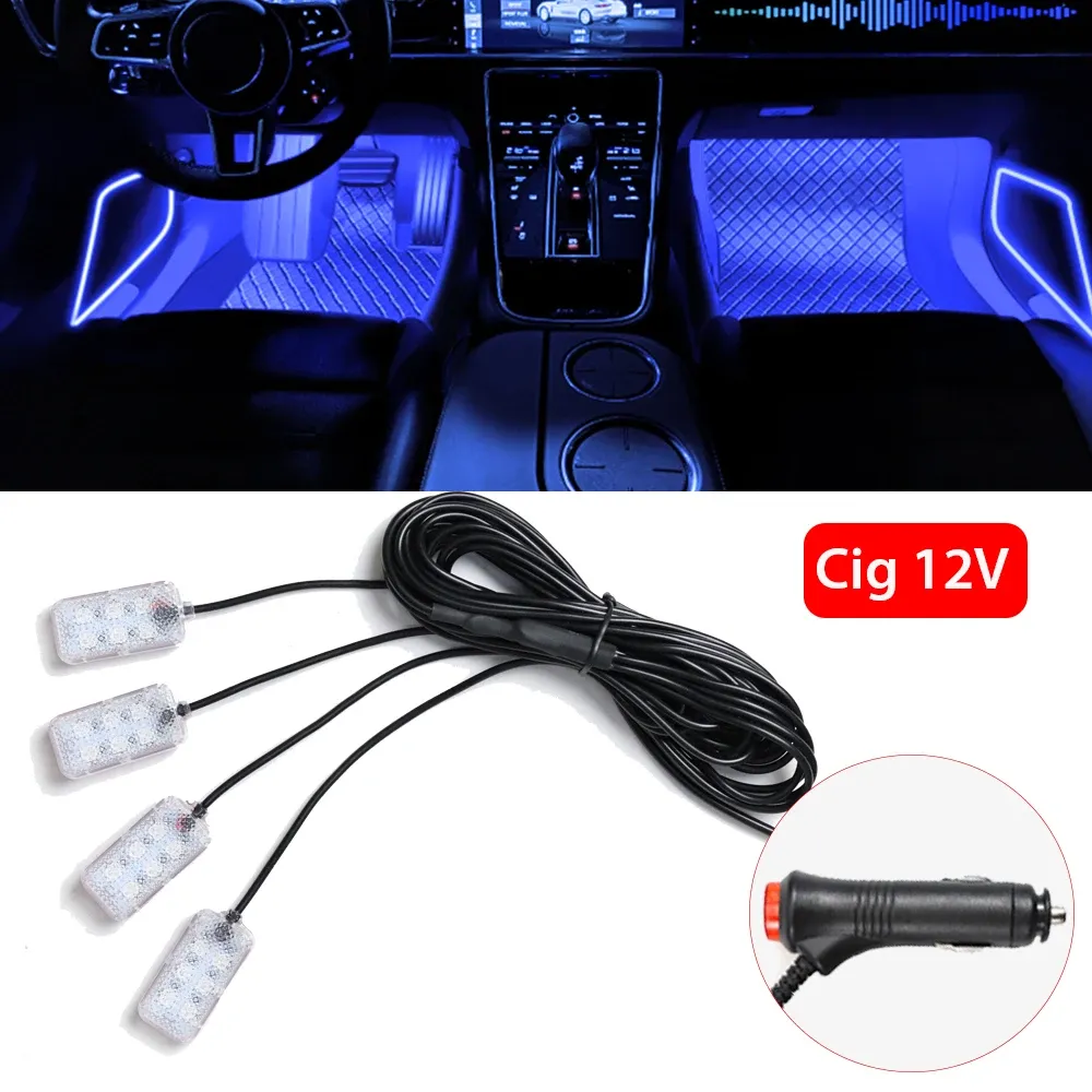 Bande lumineuse LED pour habitacle de voiture, kit d'éclairage d'ambiance rose 12