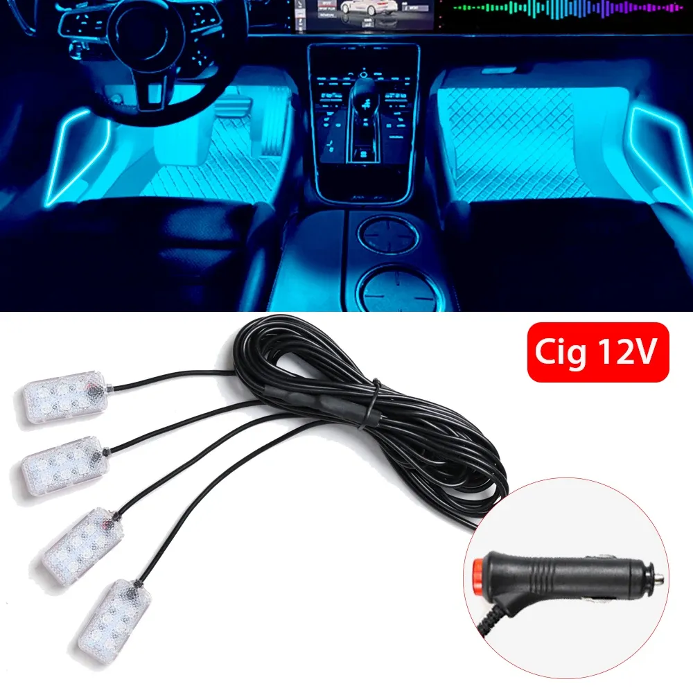 Bande lumineuse LED pour habitacle de voiture, kit d'éclairage d'ambiance rose 9