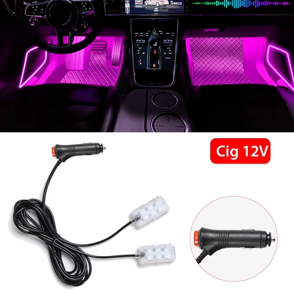 Bande lumineuse LED pour habitacle de voiture, kit d'éclairage d'ambiance rose 10