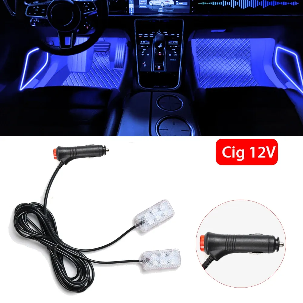 Bande lumineuse LED pour habitacle de voiture, kit d'éclairage d'ambiance rose 7
