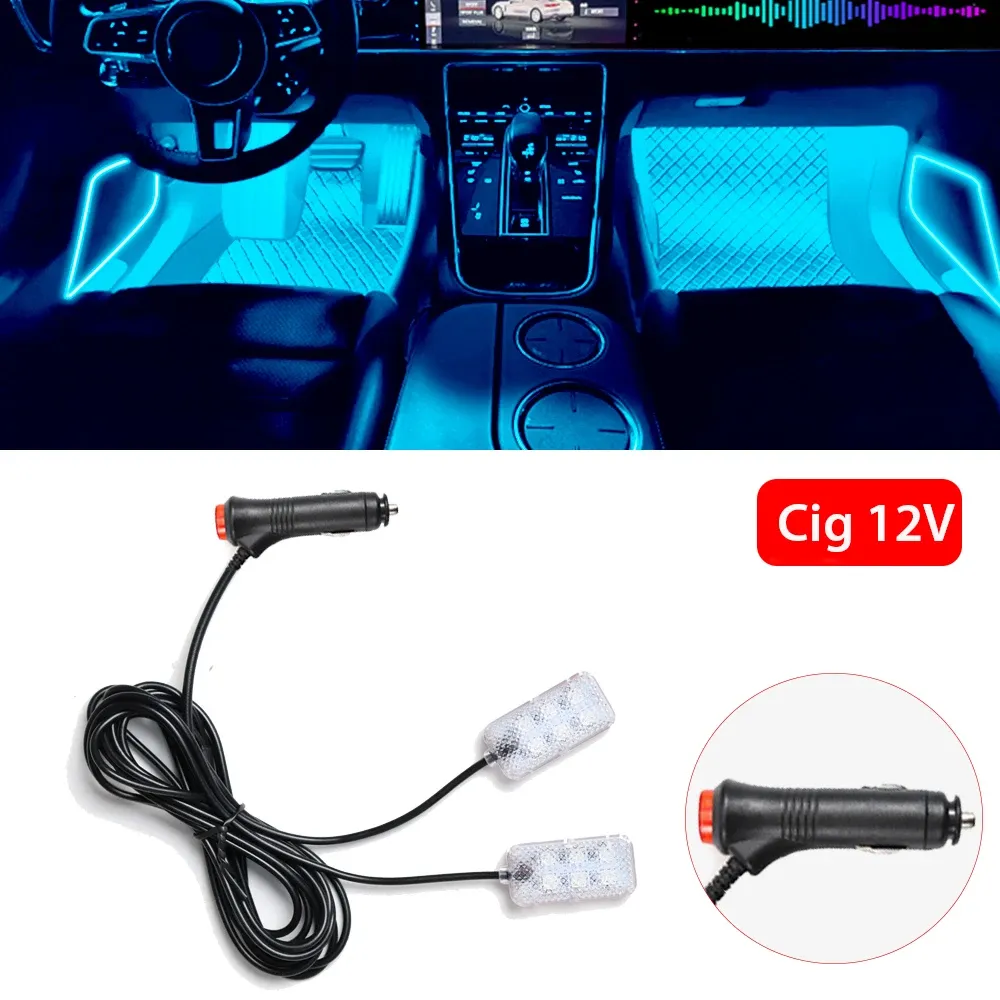 Bande lumineuse LED pour habitacle de voiture, kit d'éclairage d'ambiance rose 8