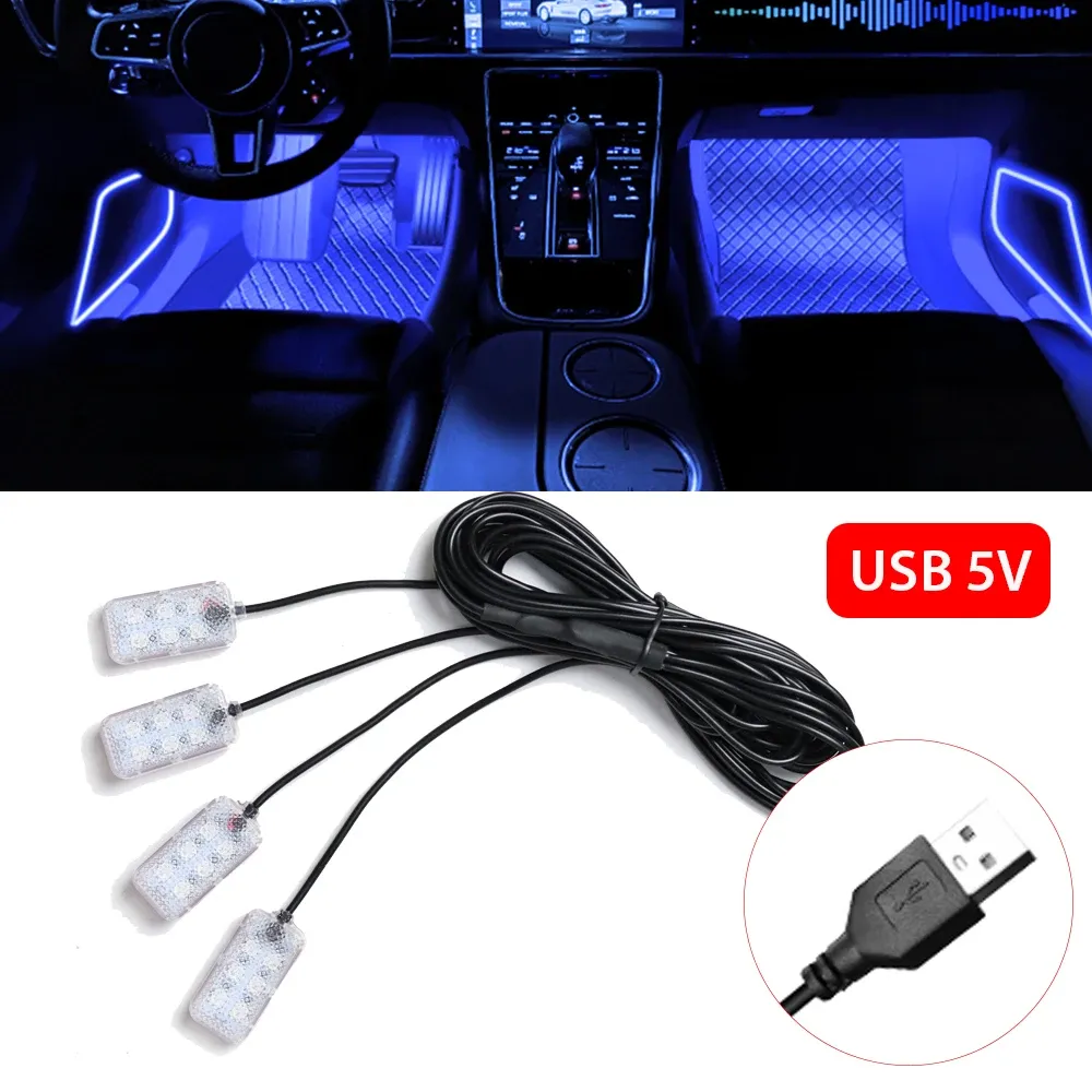 Bande lumineuse LED pour habitacle de voiture, kit d'éclairage d'ambiance rose 18