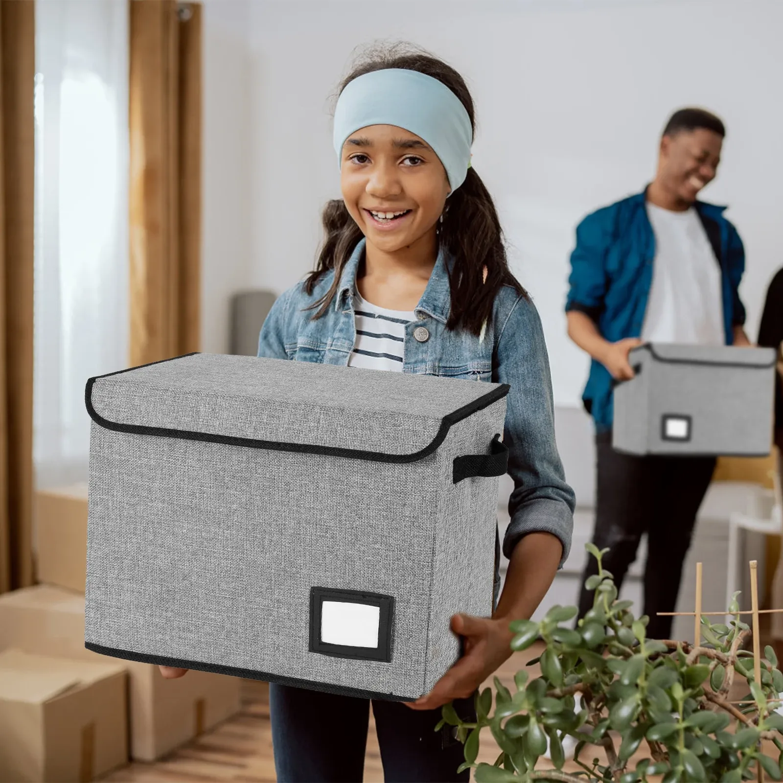 Boîte de rangement pliable pour bandes dessinées, finition du couvercle