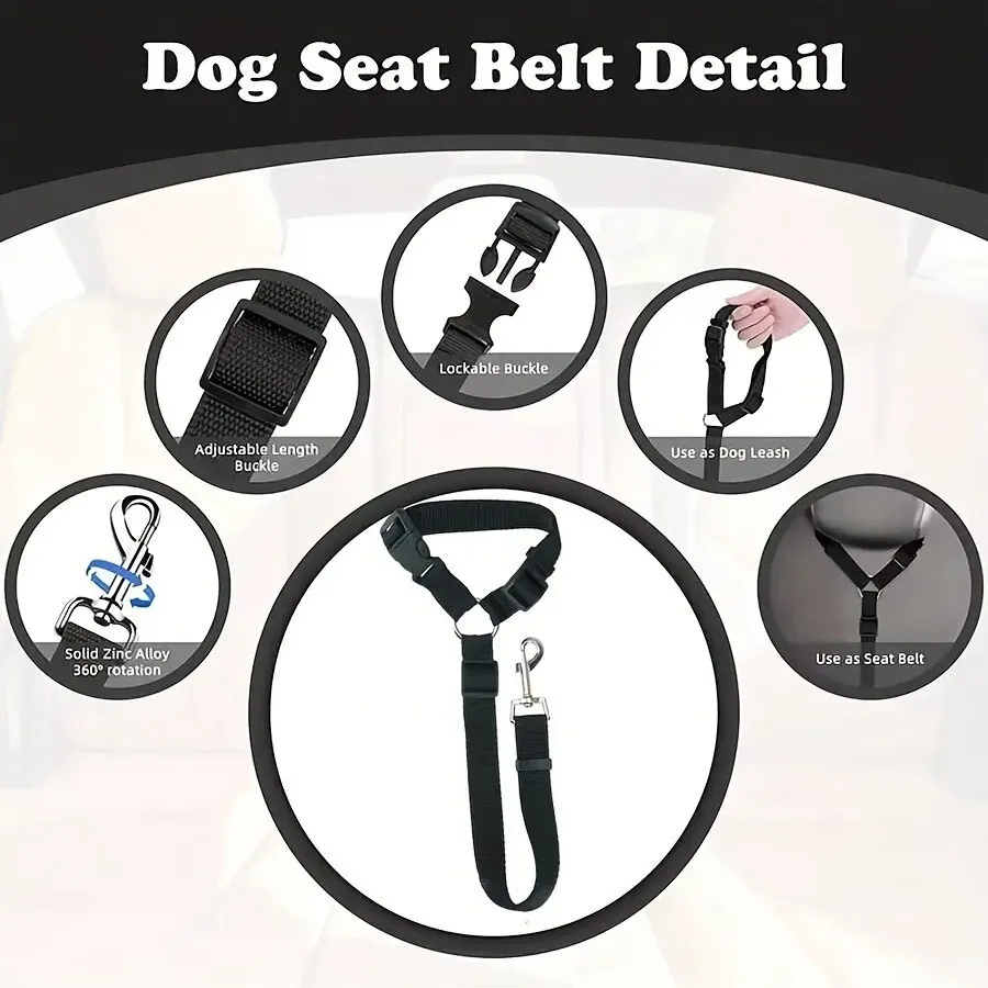 Ceinture de sécurité pour chien avec laisse intégrée 2