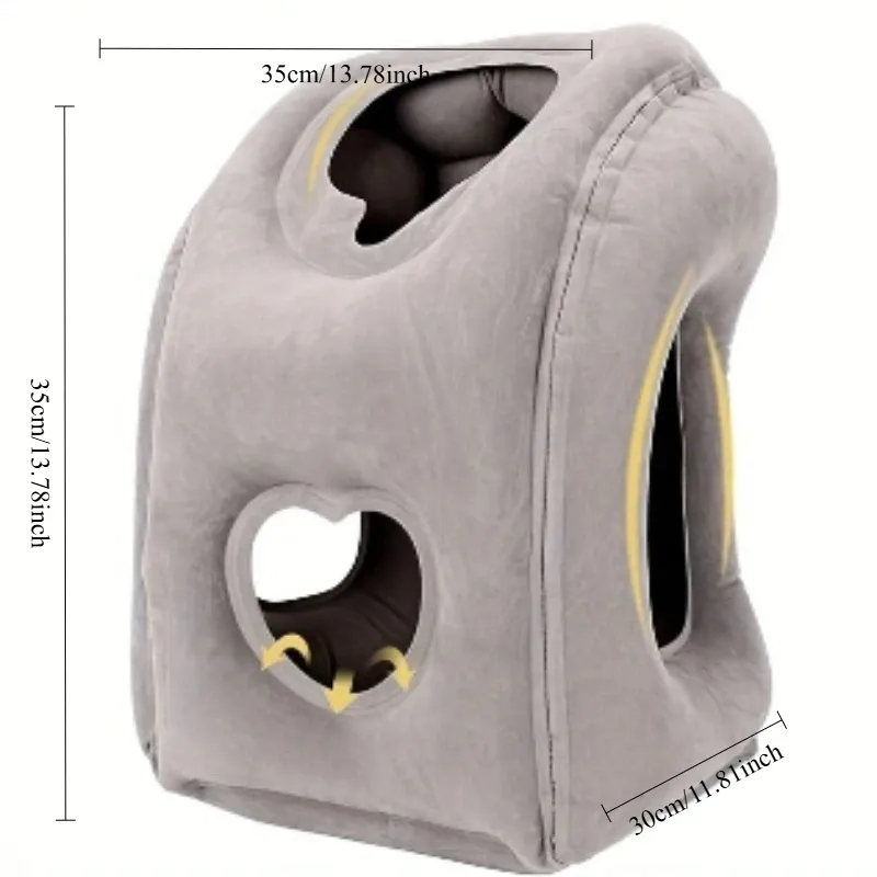 Oreiller de voyage gonflable à valve brevetée, support réglable pour la nuque et la tête, léger 6