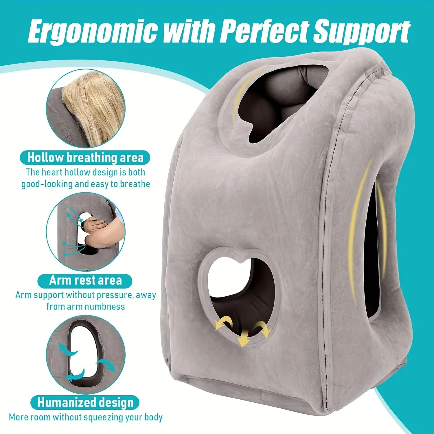 Oreiller de voyage gonflable, design ergonomique