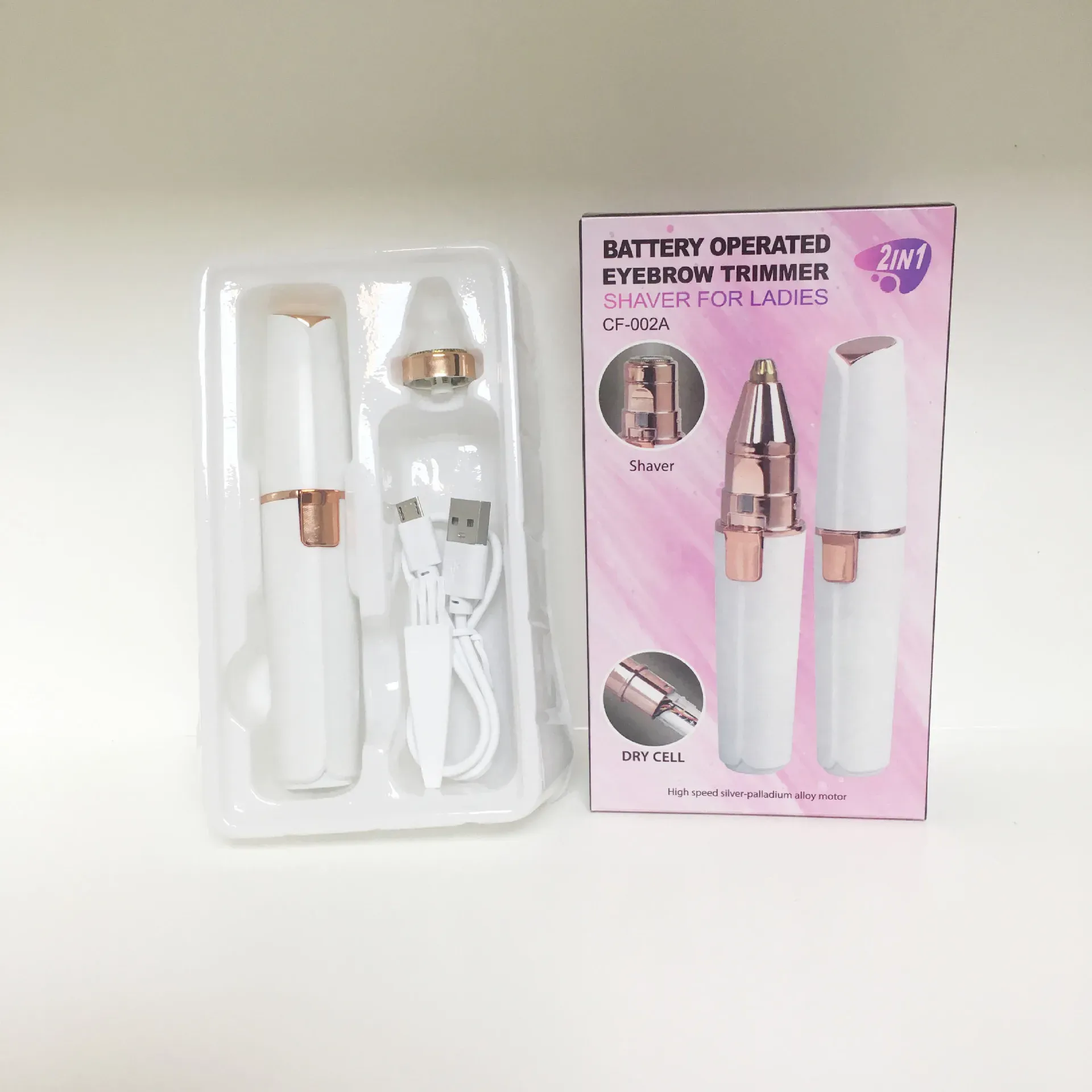 Épilateur électrique 2 en 1 portable pour femme, rasoir pour sourcils et duvet du visage, rechargeable, indolore 7