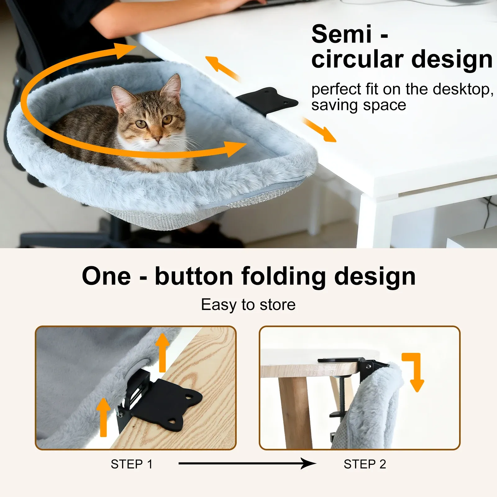 Lit de bureau pour chat, installation