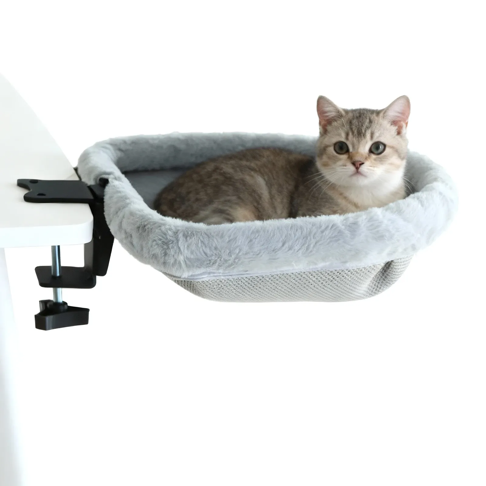 Lit de bureau pliable en un clic pour chat, design fluide semi-circulaire et format compact, hamac pour chats d'intérieur 7