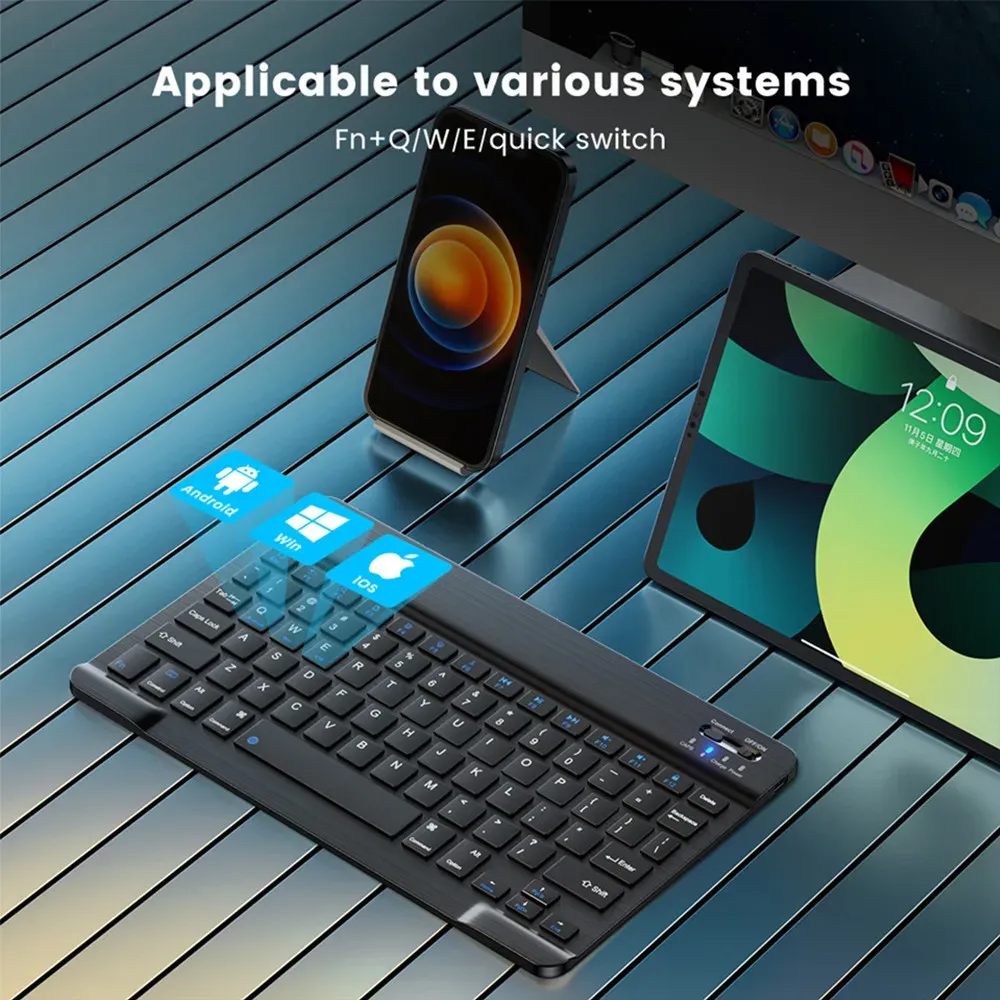 Clavier et souris sans fil Bluetooth compatibles iOS, Android, Windows, tablette, iPad Air, iPad mini et iPad Pro 4