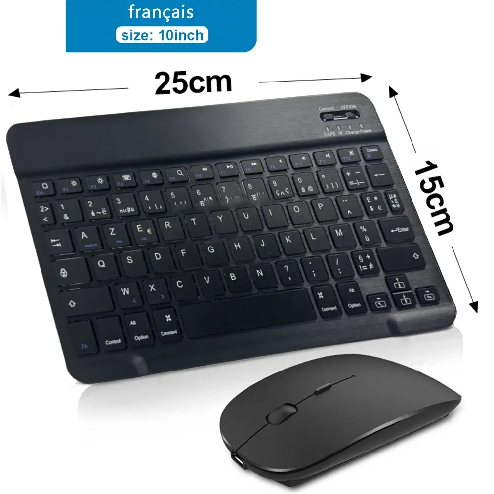 Clavier et souris sans fil Bluetooth compatibles iOS, Android, Windows, tablette, iPad Air, iPad mini et iPad Pro 14