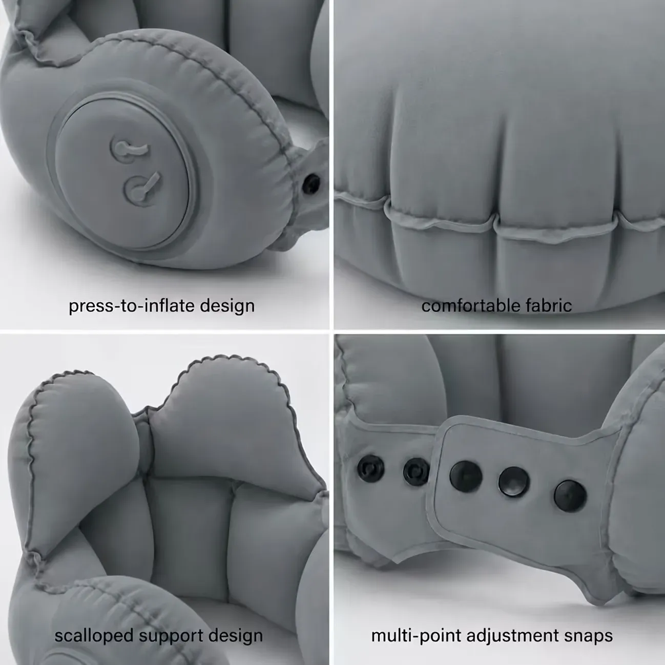 Oreiller de voyage gonflable compressible, coussin cervical portable pour avion et siestes 6
