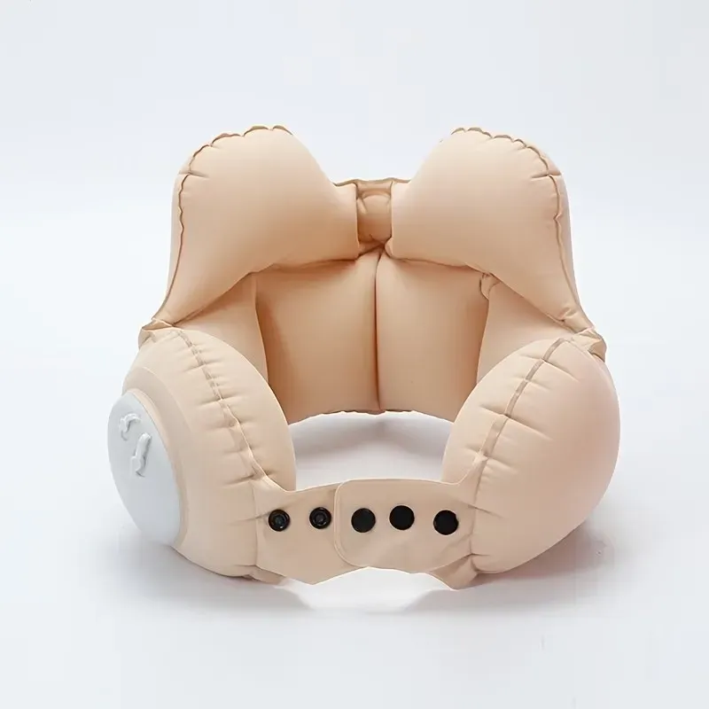 Oreiller de voyage gonflable compressible, coussin cervical portable pour avion et siestes 7