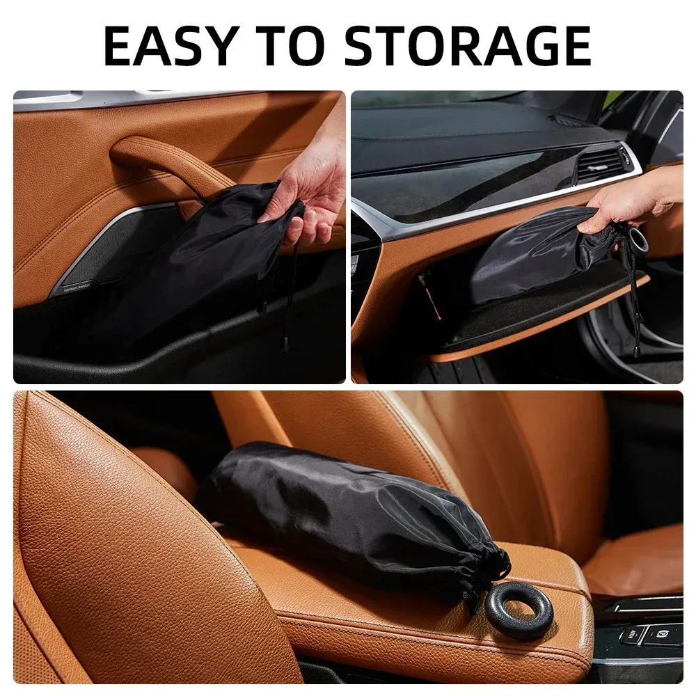Pare-soleil de voiture pliable type parapluie pour pare-brise avant, protection UV et anti-chaleur 4