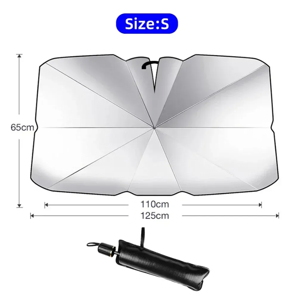 Pare-soleil de voiture pliable type parapluie pour pare-brise avant, protection UV et anti-chaleur 7