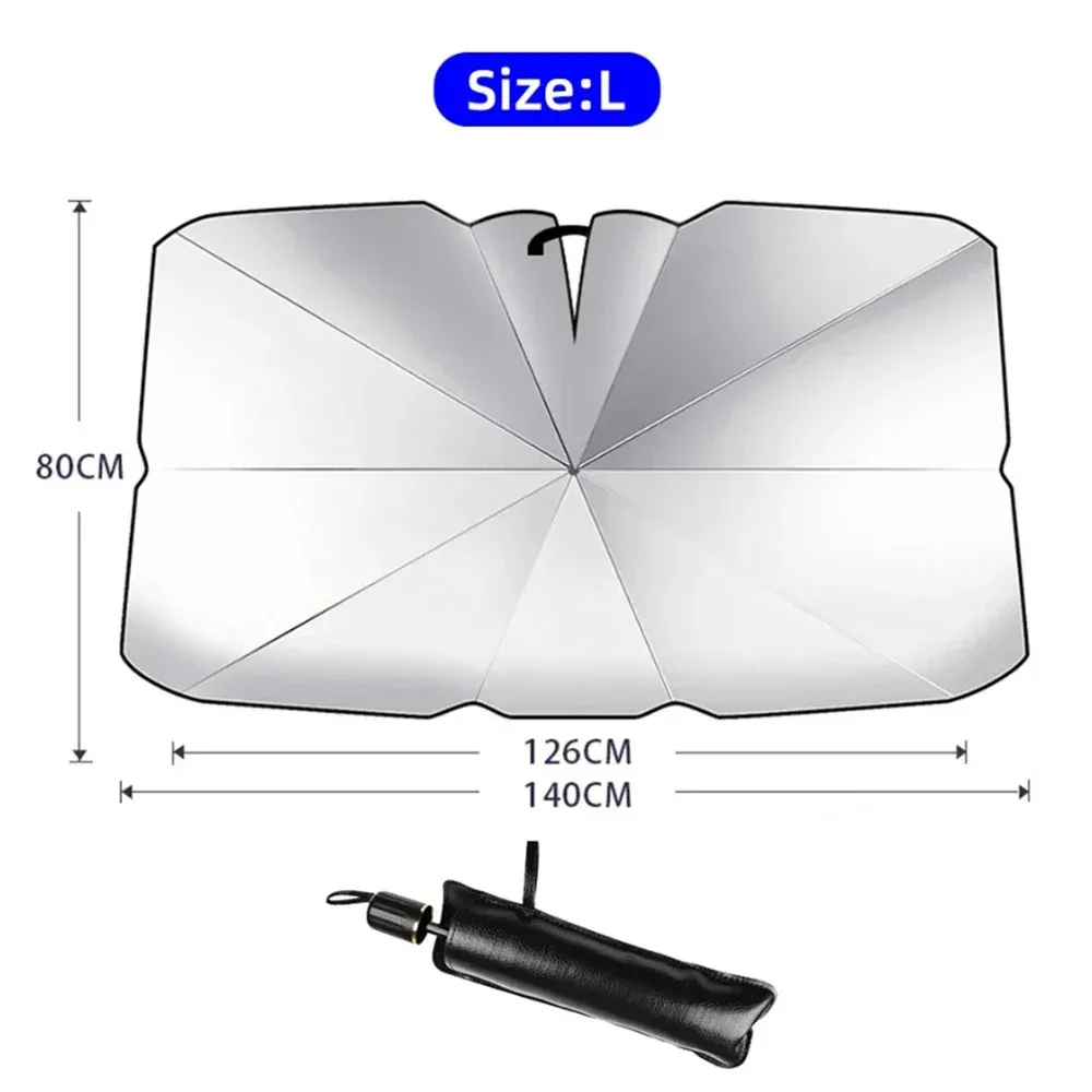 Pare-soleil de voiture pliable type parapluie pour pare-brise avant, protection UV et anti-chaleur 9