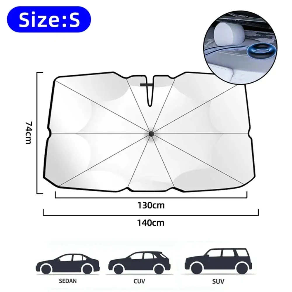 Pare-soleil de voiture pliable type parapluie pour pare-brise avant, protection UV et anti-chaleur 8