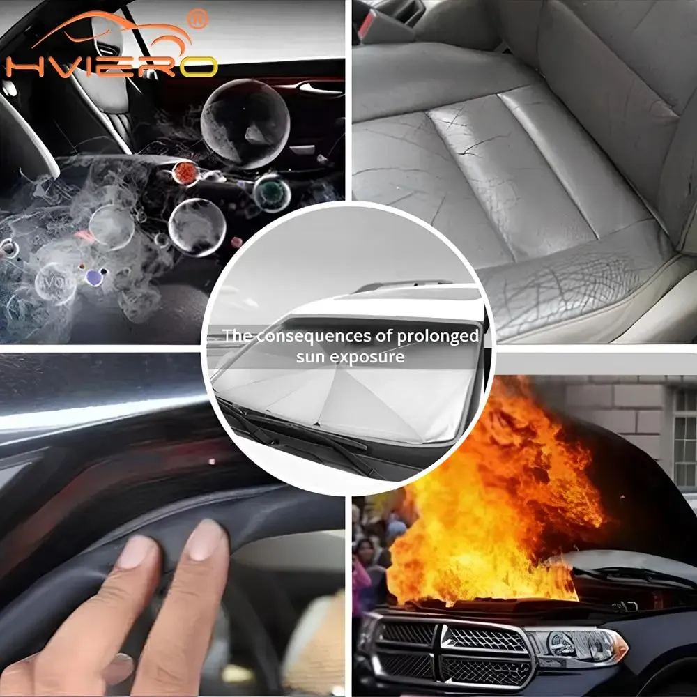 Pare-soleil pliable multi-usages pour pare-brise de voiture, protection intérieure 3