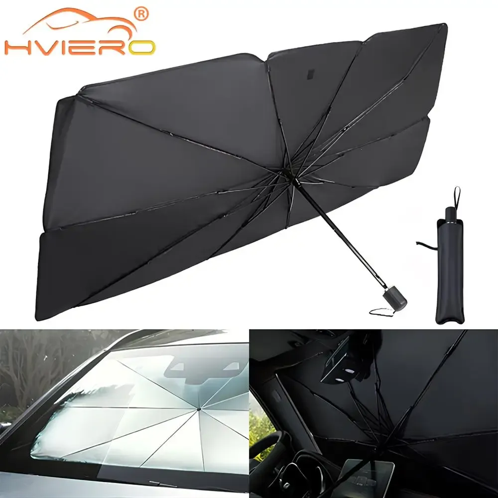 Pare-soleil pliable installé sur un pare-brise