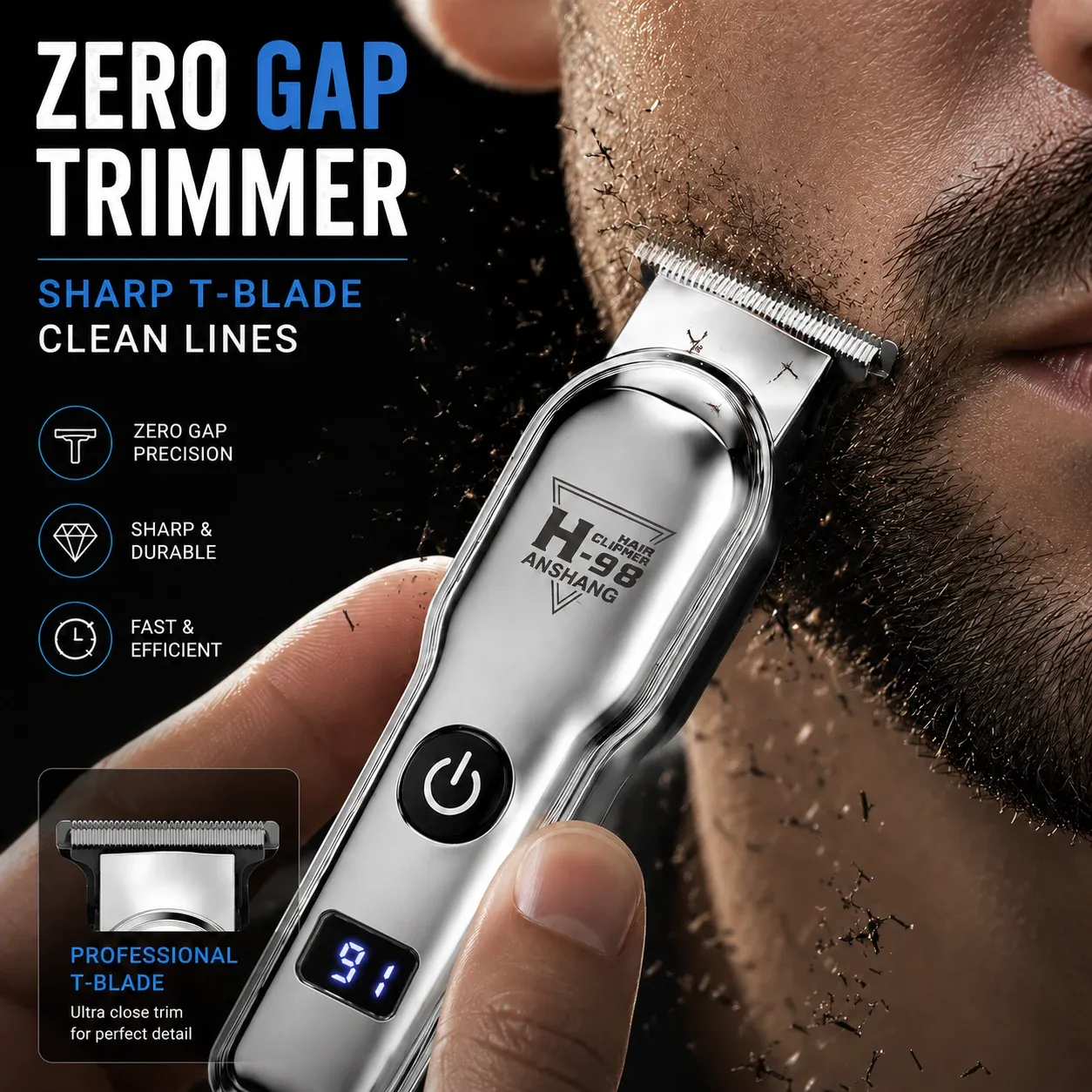 Mini tondeuse sans fil, légère et portable, idéale pour les voyages, pour hommes, tondeuse professionnelle pour cheveux et barbe, lame en T à ajustement précis pour une coupe et un modelage parfaits - Image 1