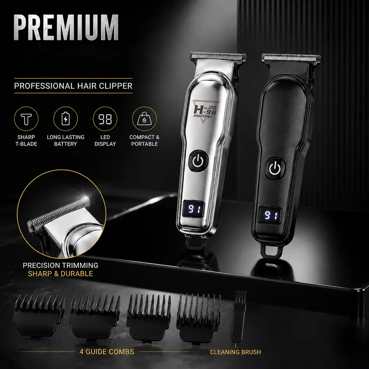 Mini tondeuse sans fil, légère et portable, idéale pour les voyages, pour hommes, tondeuse professionnelle pour cheveux et barbe, lame en T à ajustement précis pour une coupe et un modelage parfaits 2