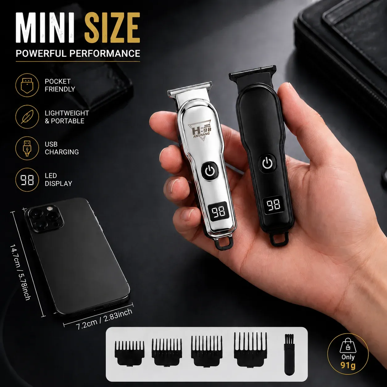 Mini tondeuse sans fil, finition et ergonomie