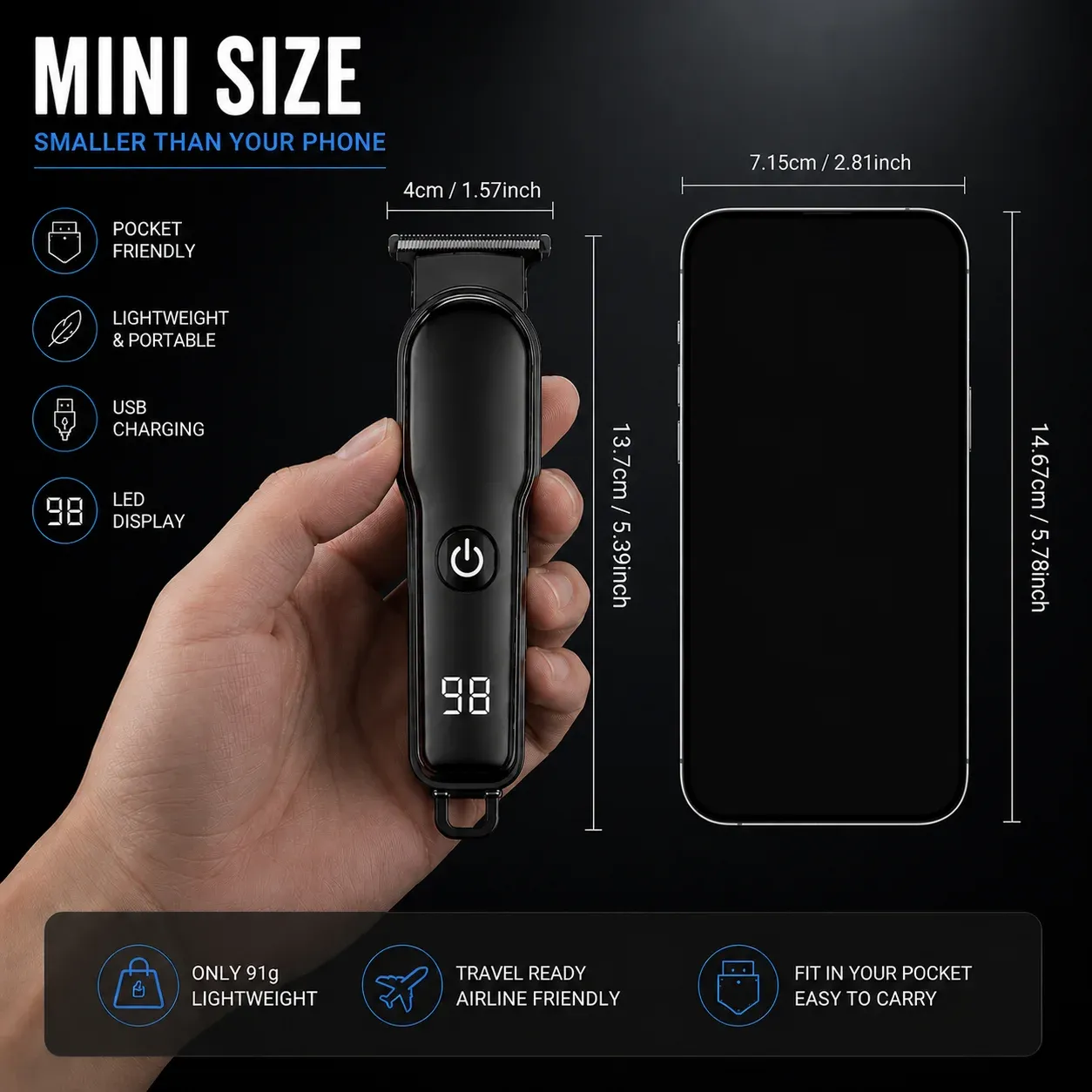 Mini tondeuse sans fil, lame de précision
