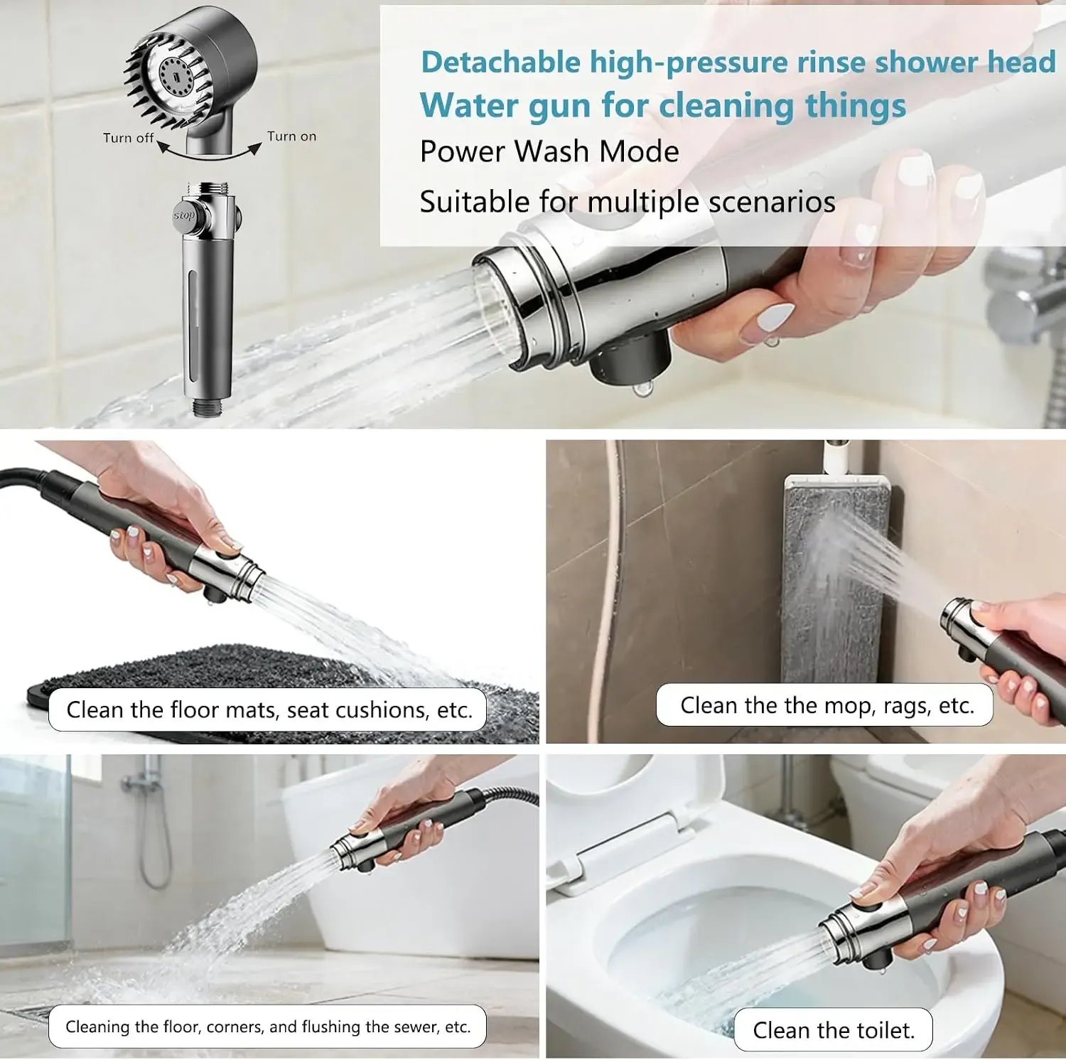 Pommeau de douche haute pression, finition